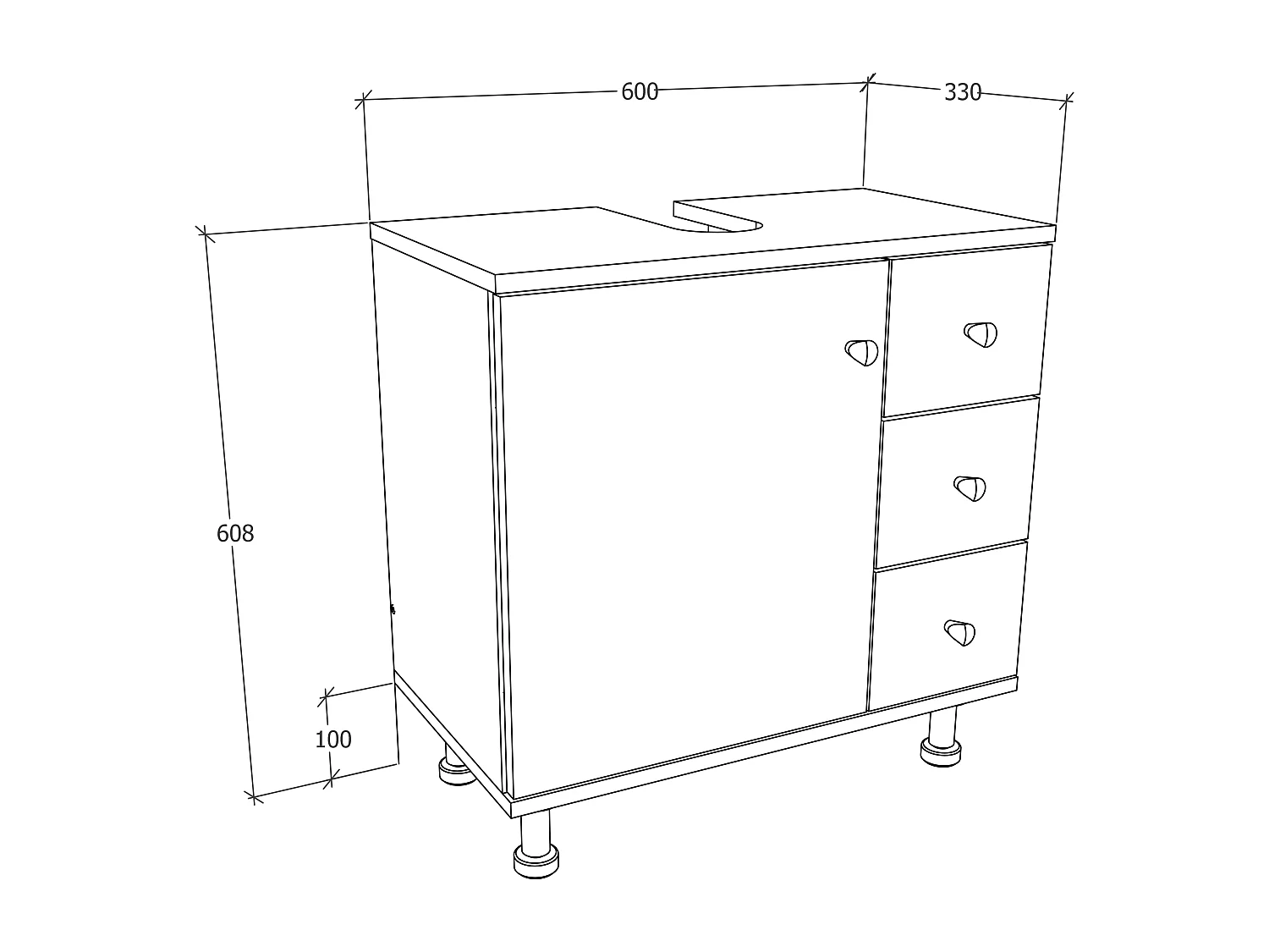 Holz Badmöbel Badunterschrank Schublade Nilosi M