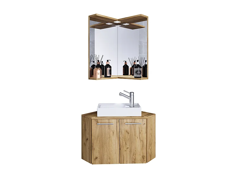 Lavabo de muebles de baño Vilosa Roble de miel AL. 95 x AN. 50 x P. 50 cm