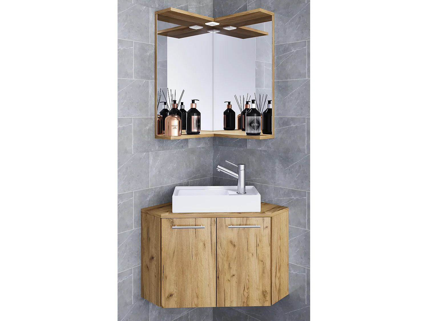 Bathroom furniture washbasin Vilosa Honey oak H. 95 x W. 50 x D. 50 cm