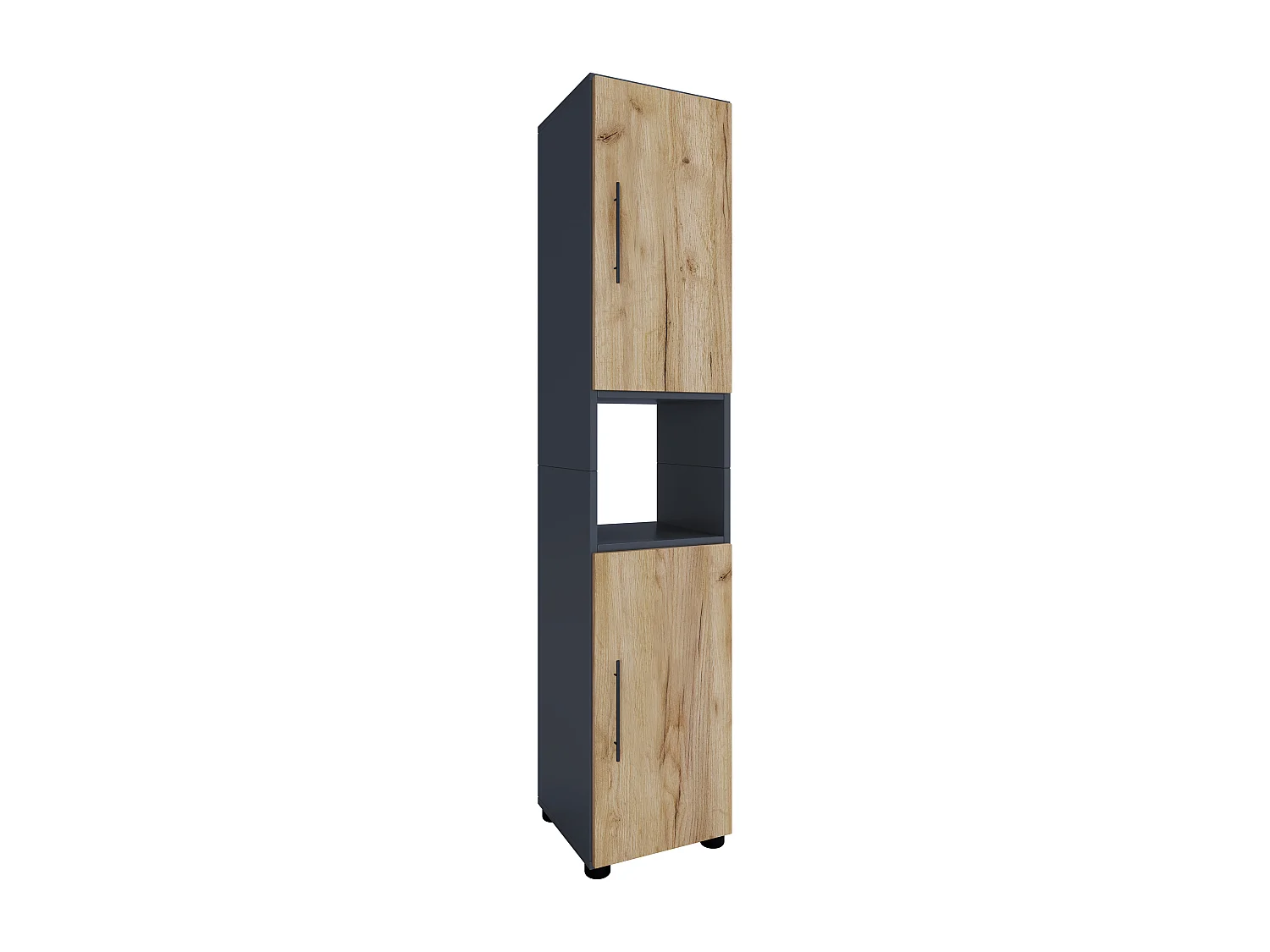 Bathroom furniture high cabinet Flandu Anthracite / honey oak H. 153 x W. 31 x D. 30 cm