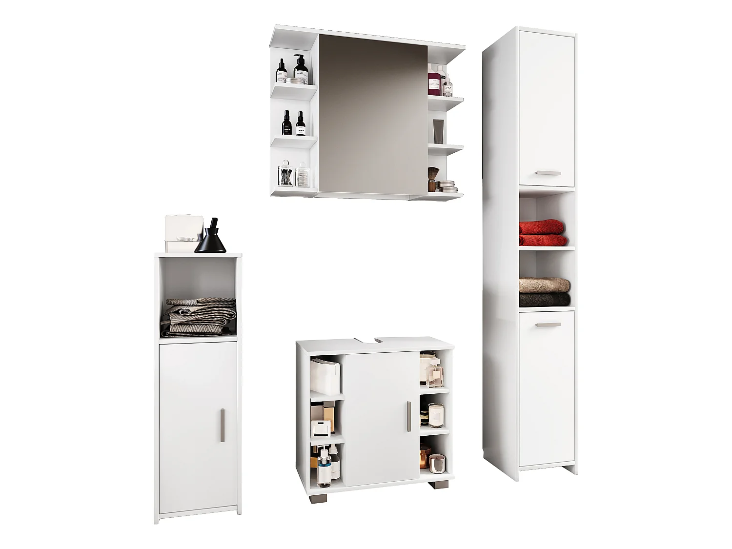 Bathroom furniture sets Zalo White H. 180 x W. 140 x D. 30 cm