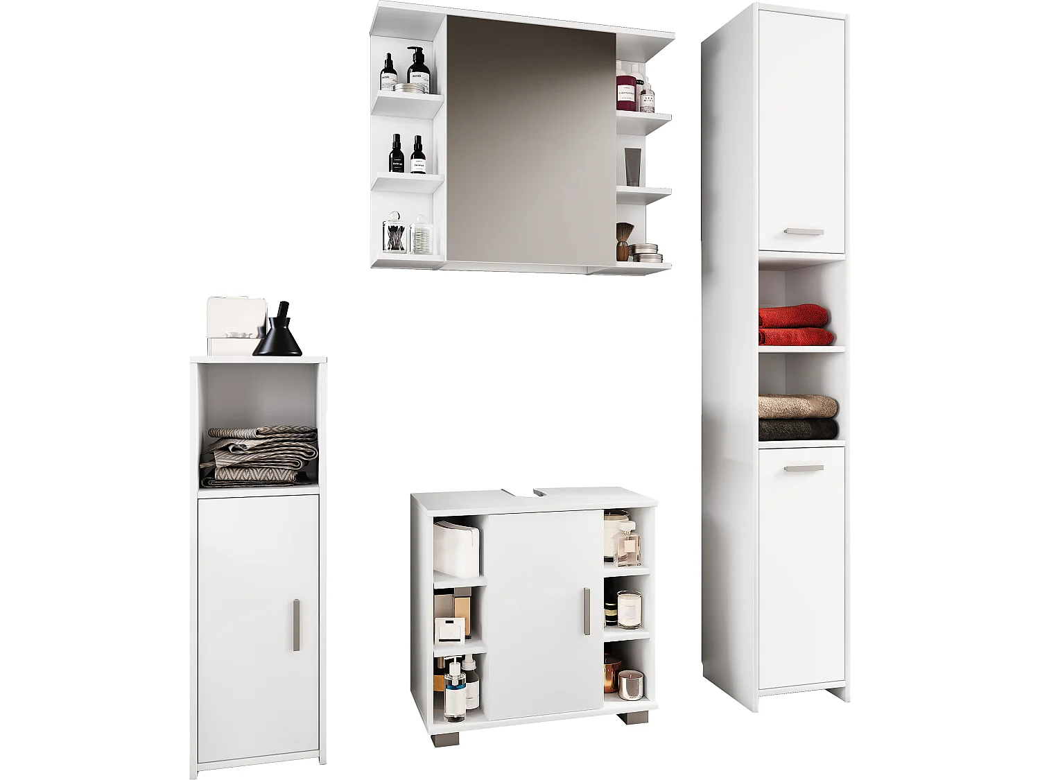 Bathroom furniture sets Zalo White H. 180 x W. 140 x D. 30 cm