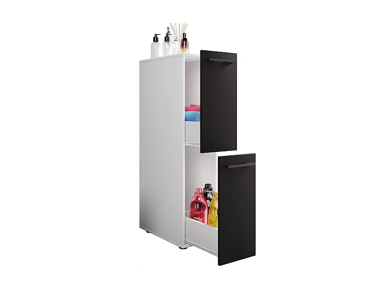 Bathroom furniture Midischrank Sadilo White / Black H. 110 x W. 25 x D. 50 cm
