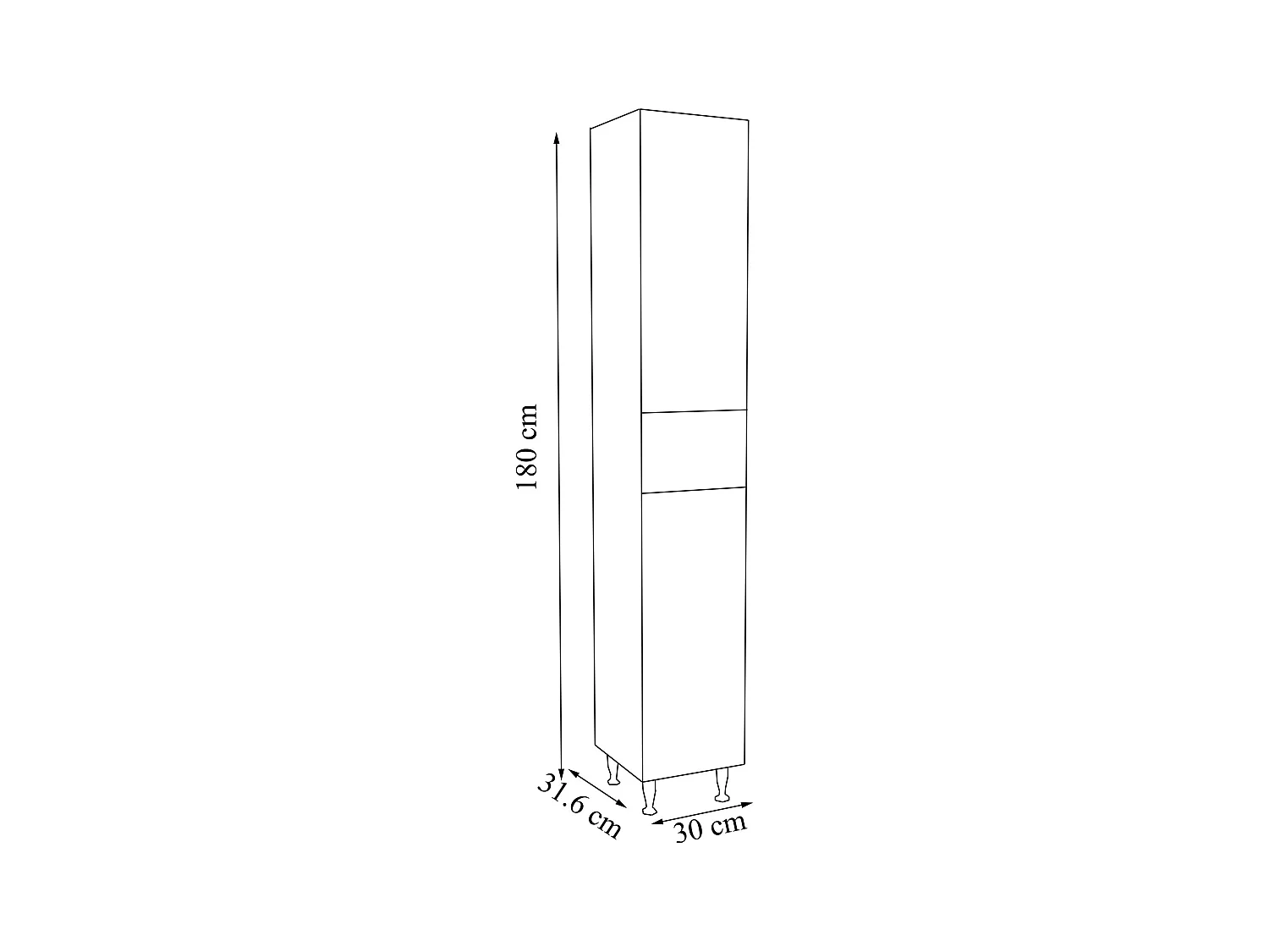 Bathroom furniture high cabinet Silora Anthracite H. 180 x W. 30 x D. 32 cm