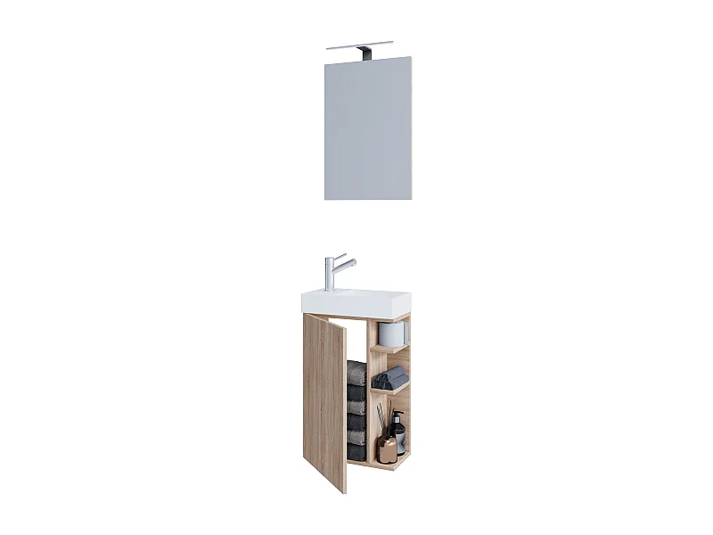 Bathroom furniture washbasin Lumia Sonoma Oak H. 129 x W. 40 x D. 22 cm