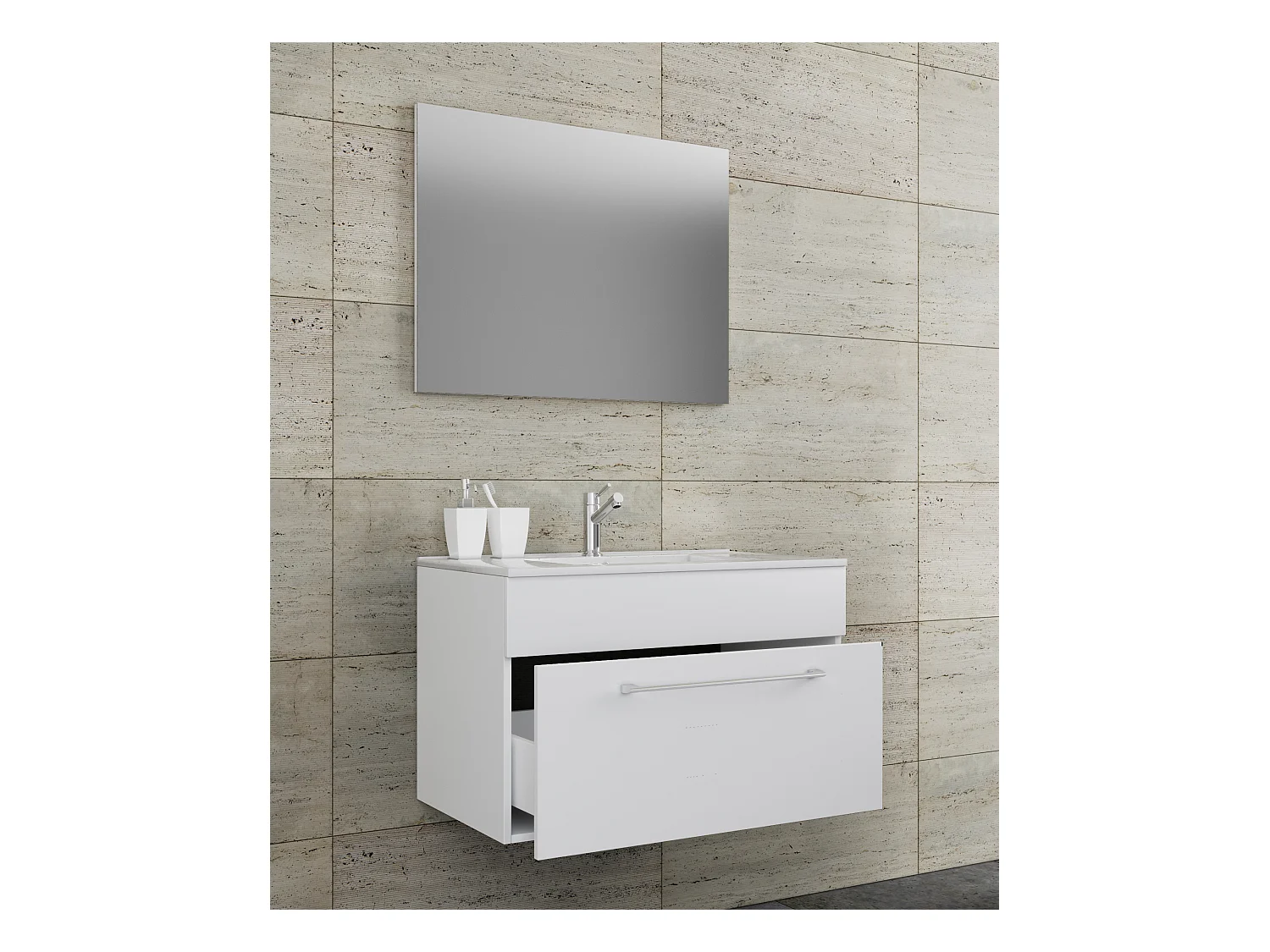 3-tlg. Waschplatz Waschtisch Badinos Schublade SP