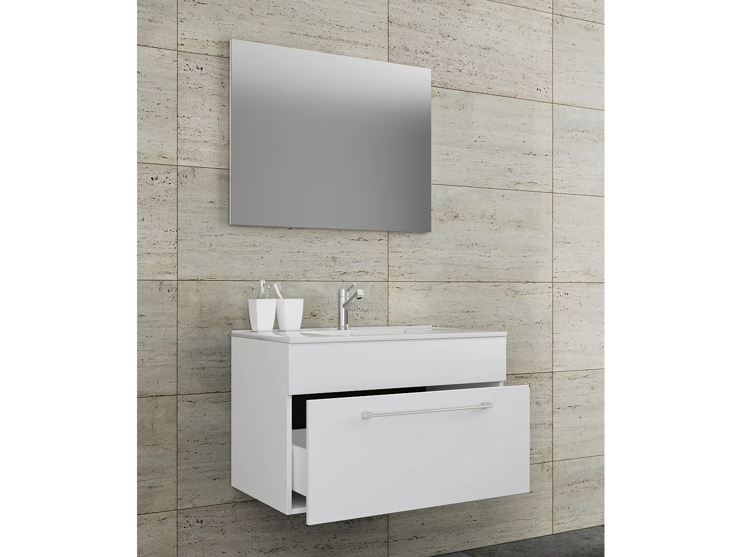 Bathroom furniture washbasin Badinos White H. 111 x W. 80 x D. 46 cm