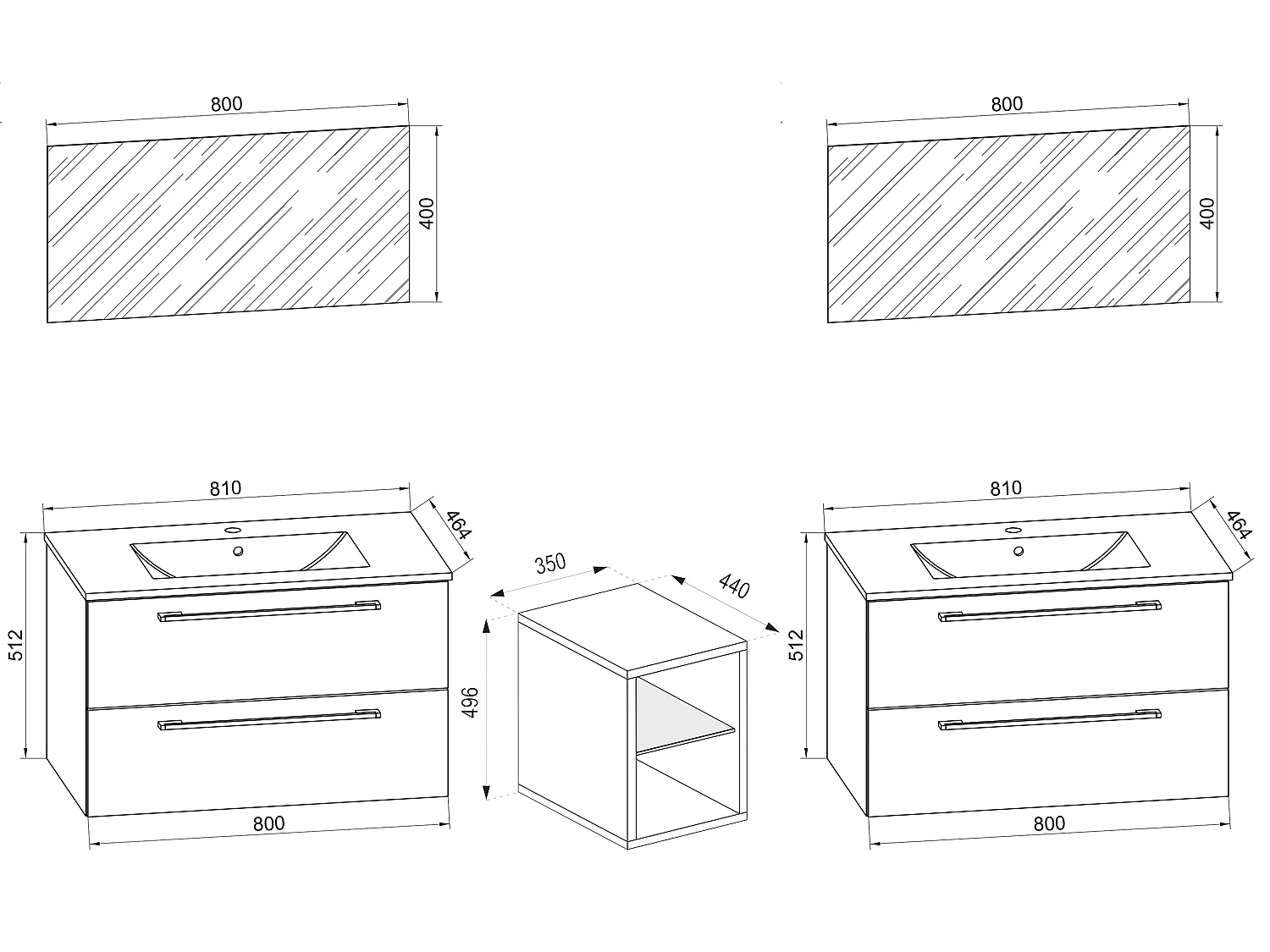 3-pièces lavabo Badinos XXL