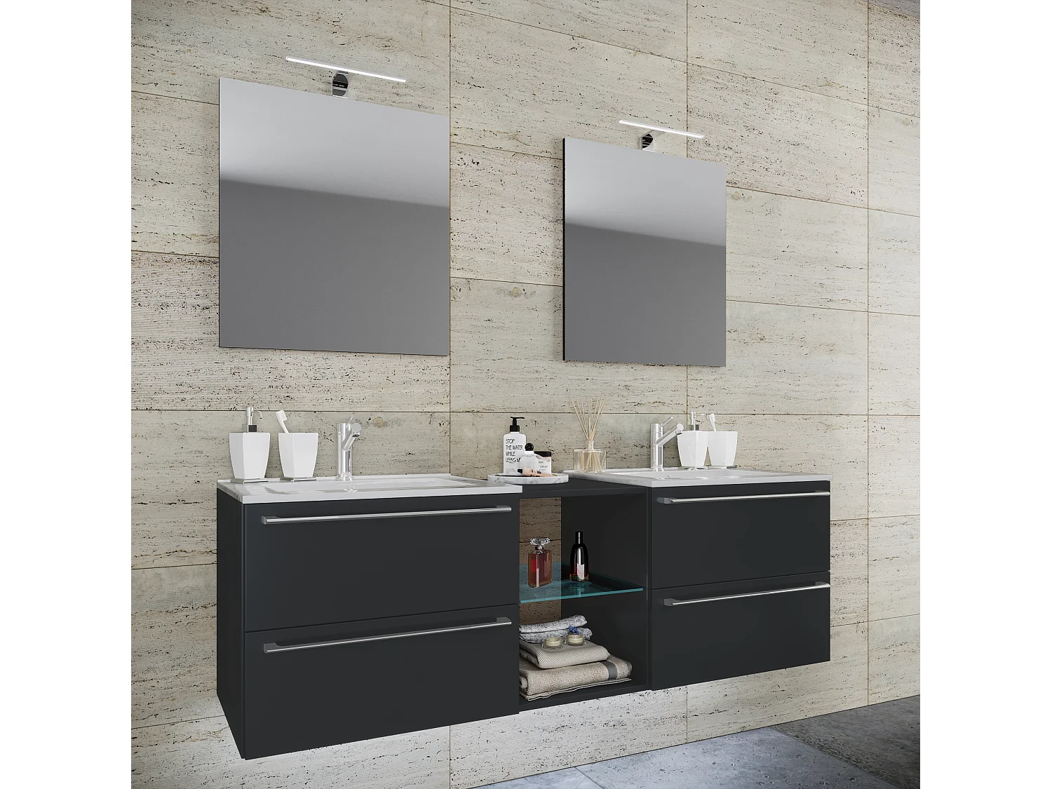 Gruppo lavabo 3 pezzi Lavabo Badinos XXL