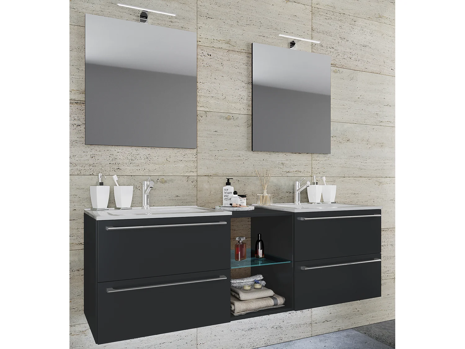 Gruppo lavabo 3 pezzi Lavabo Badinos XXL