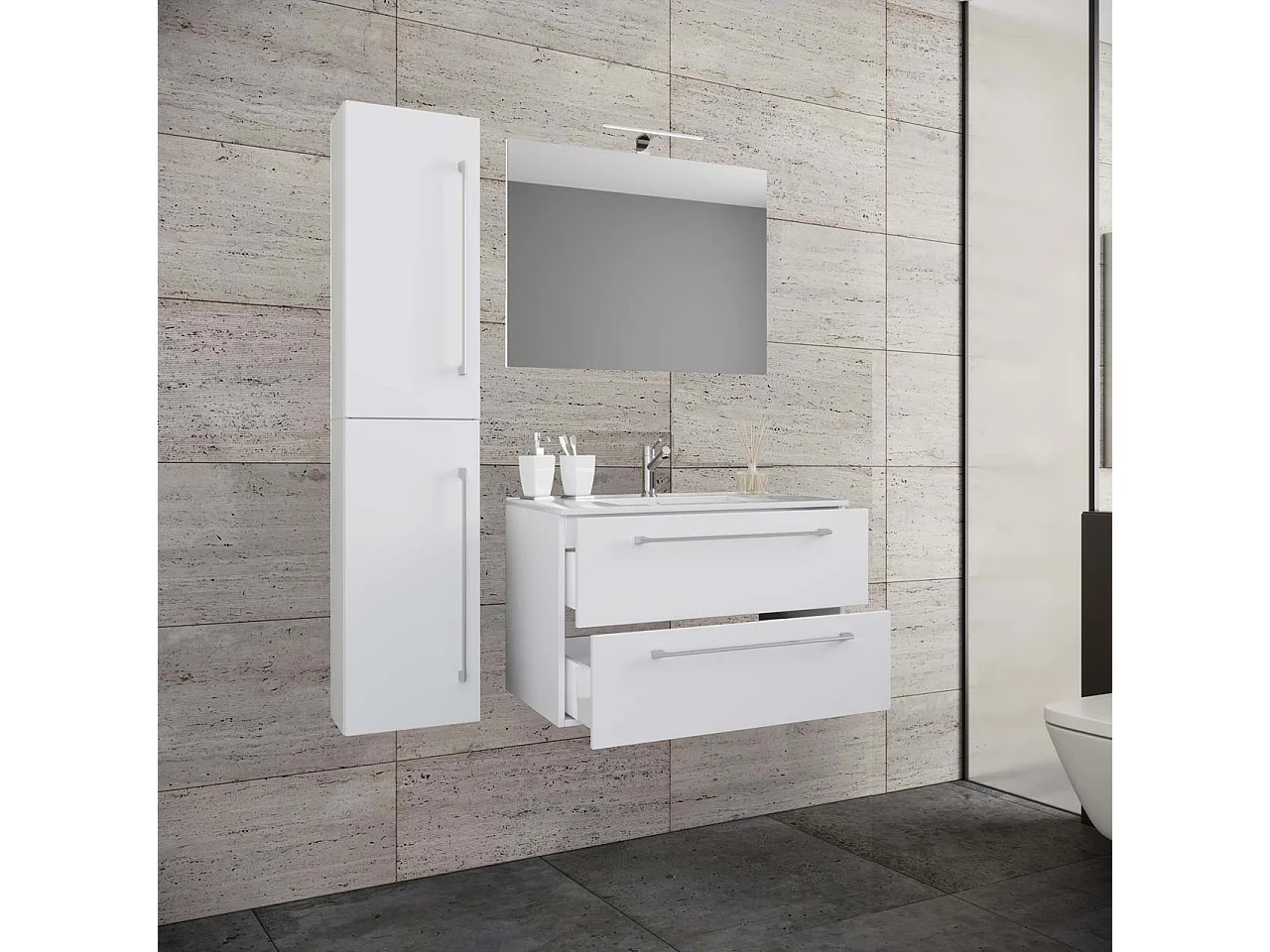 Bathroom furniture washbasin Badinos White H. 52 x W. 93 x D. 46 cm