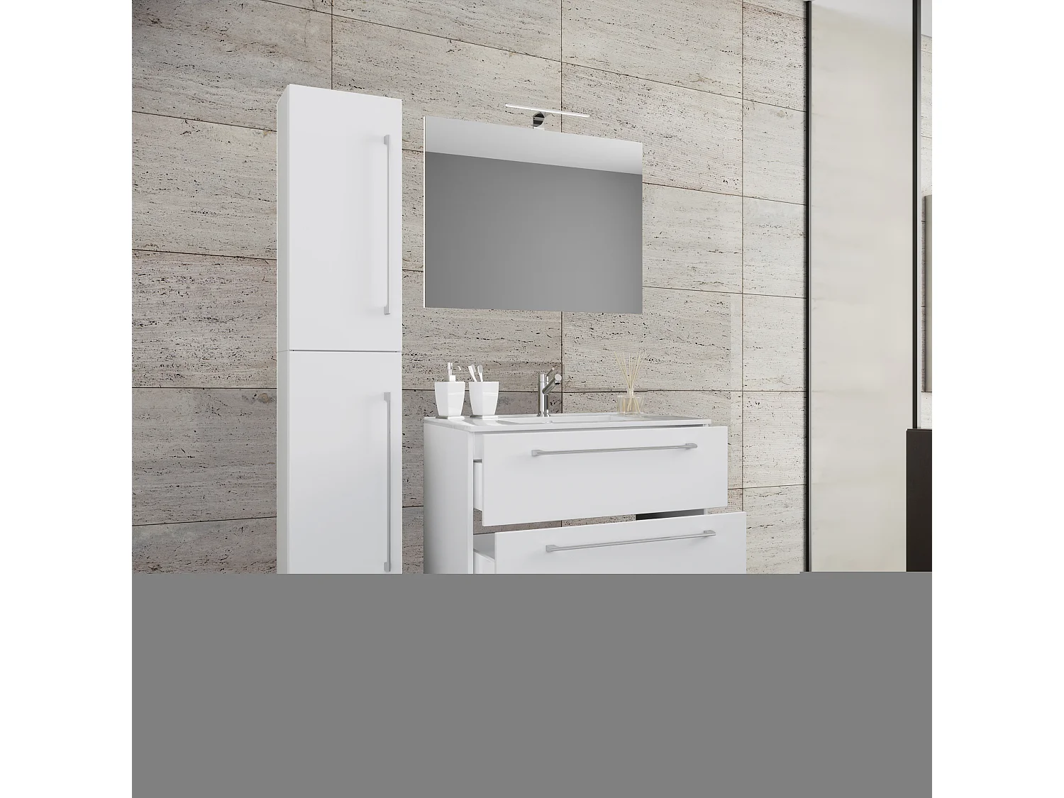 Bathroom furniture washbasin Badinos White H. 52 x W. 93 x D. 46 cm