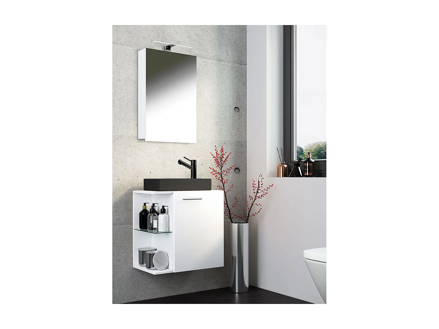 3 pz lavabo Hausa armadietto a specchio