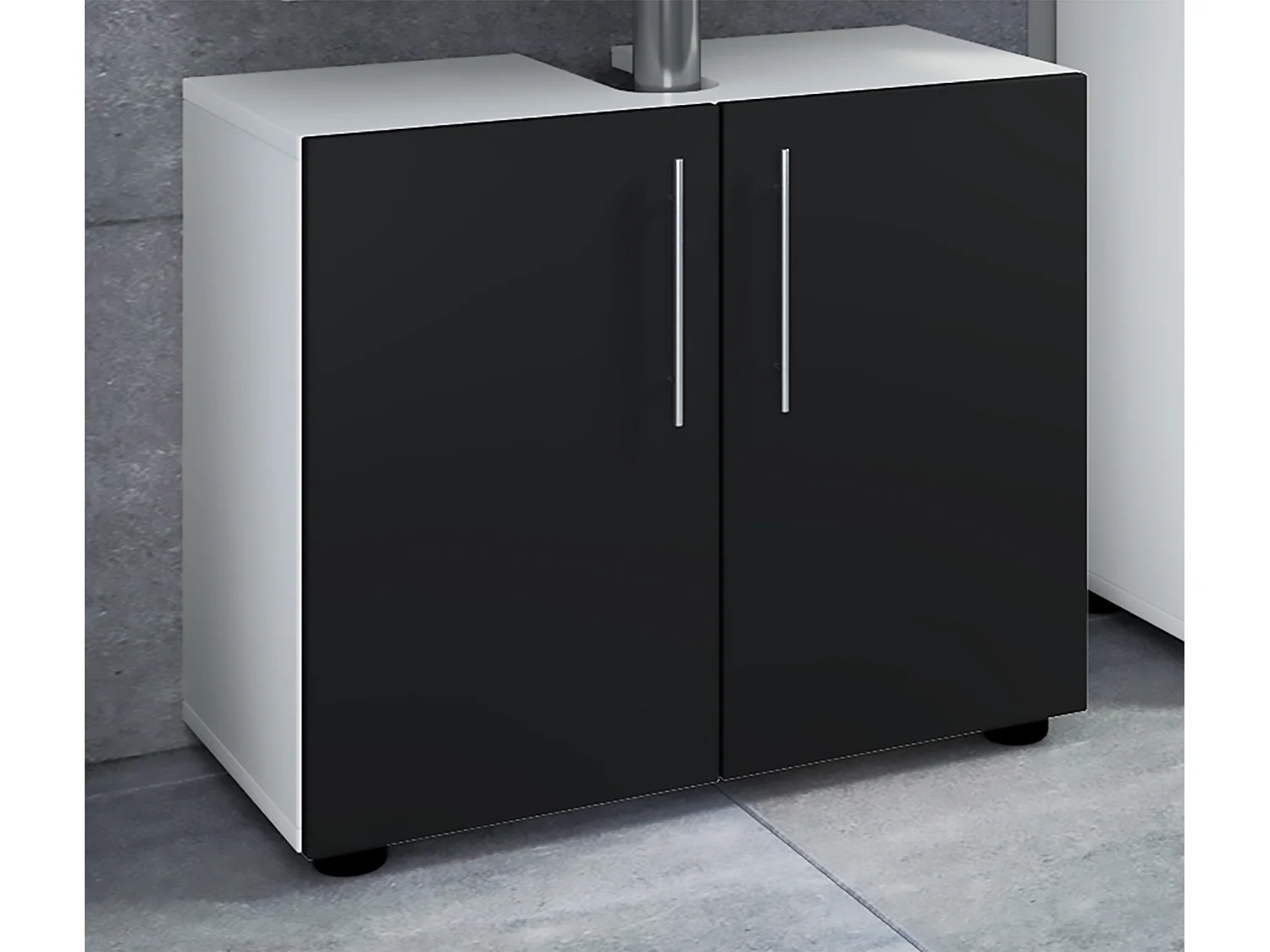 Bathroom furniture washbasin cabinet Flandu White / Black H. 51 x W. 60 x D. 30 cm