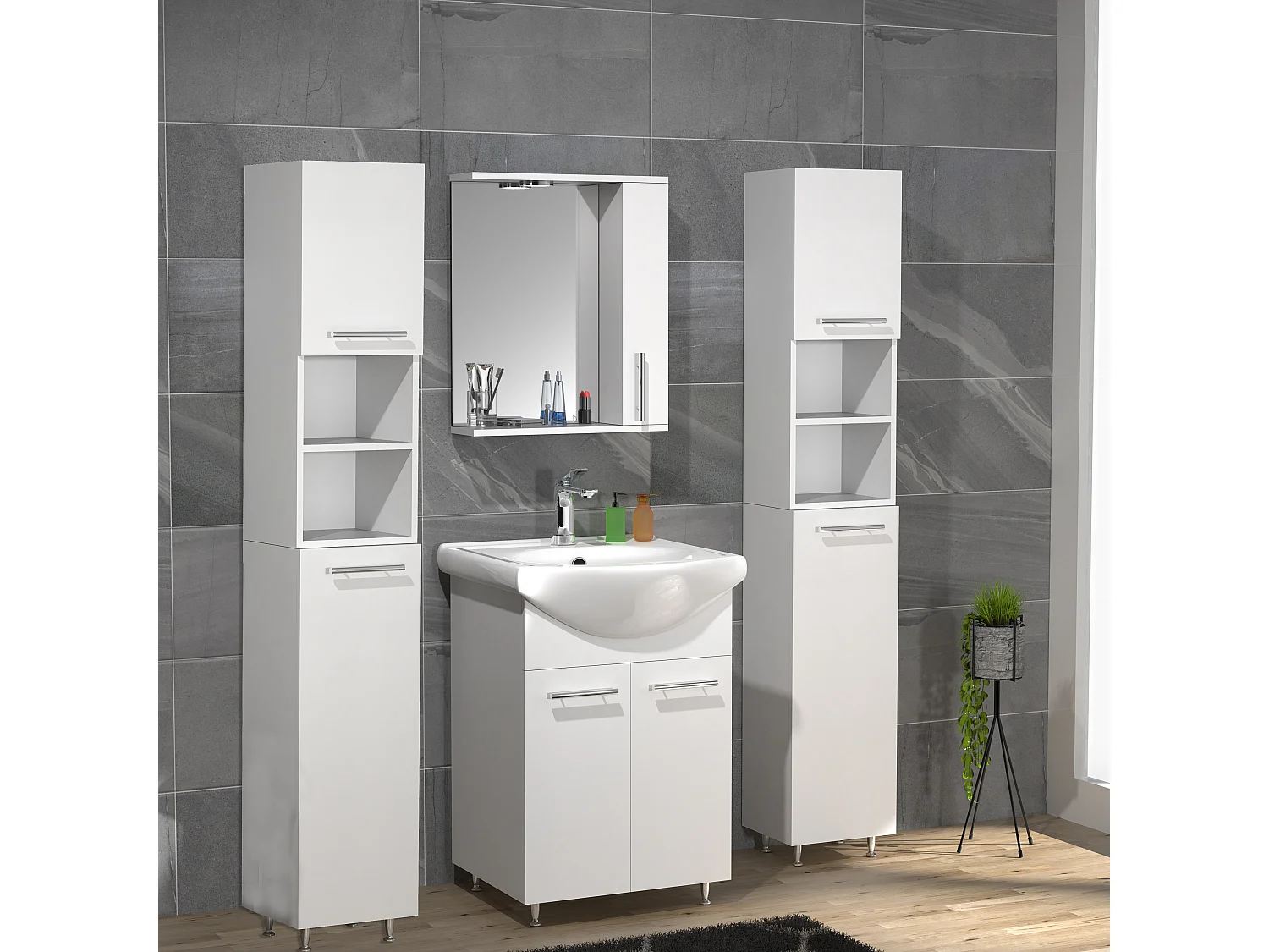 Lavatório de móveis de banheiro Lisalo Branco A. 170 x L. 115 x P. 45 cm