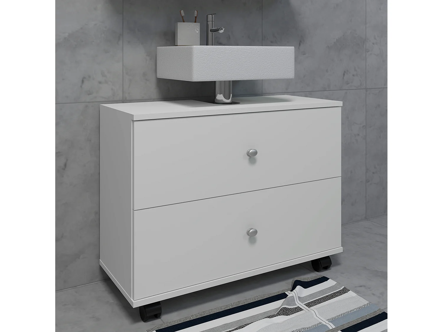 Bathroom furniture washbasin cabinet Nilosi White H. 61 x W. 60 x D. 33 cm