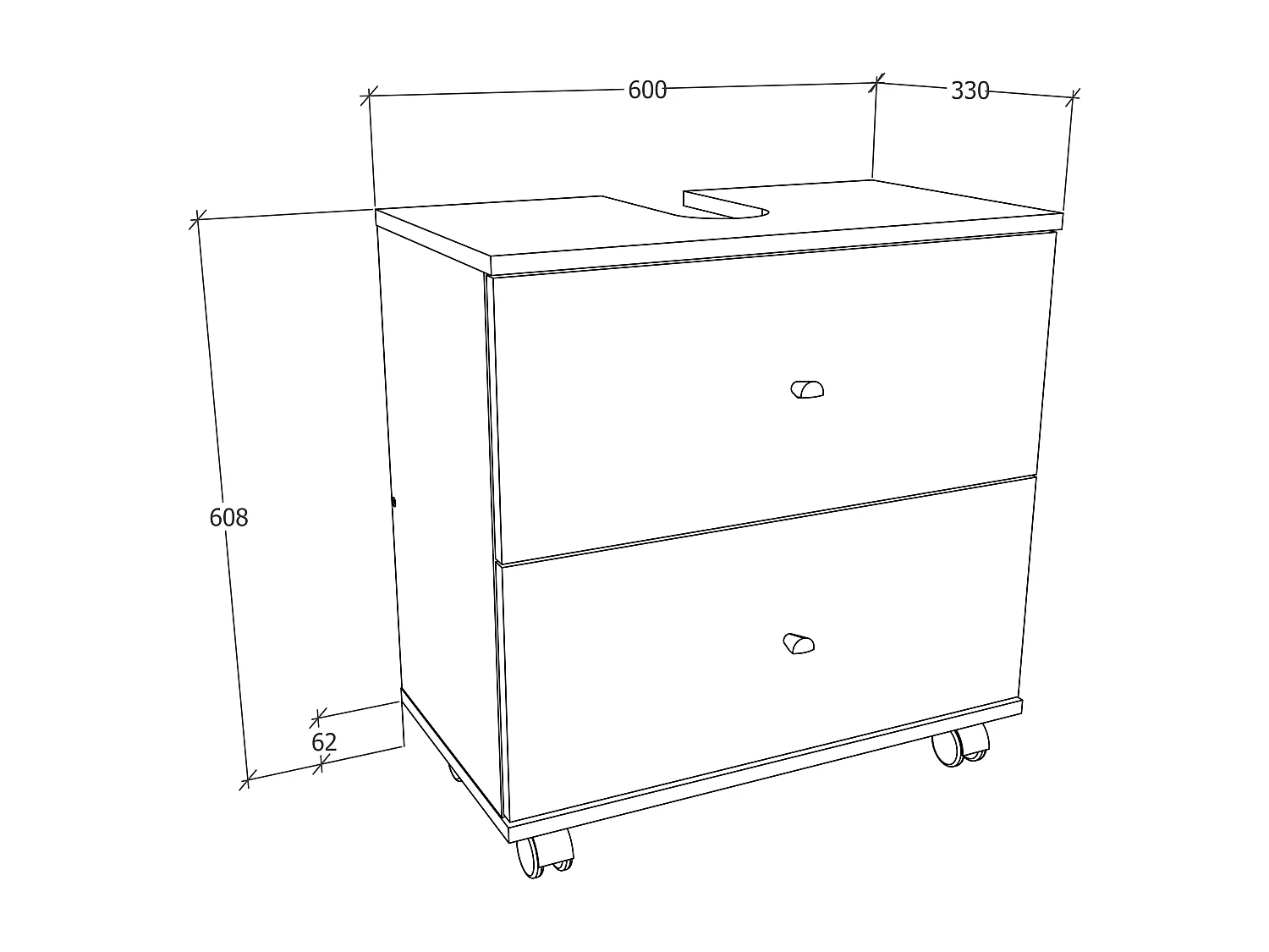 Bathroom furniture washbasin cabinet Nilosi White H. 61 x W. 60 x D. 33 cm