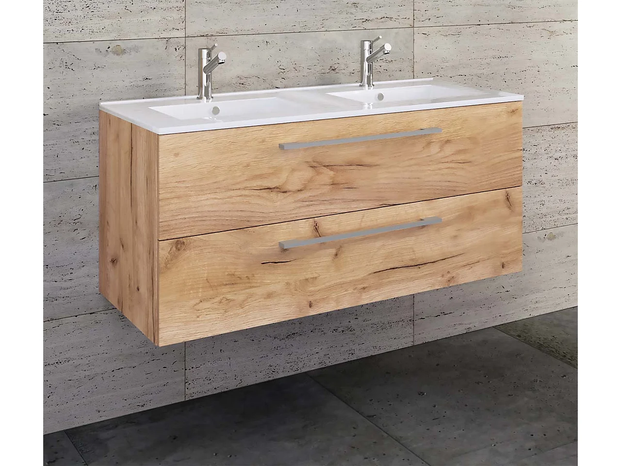 Bathroom furniture washbasin Budasi Honey oak H. 51 x W. 112 x D. 46 cm