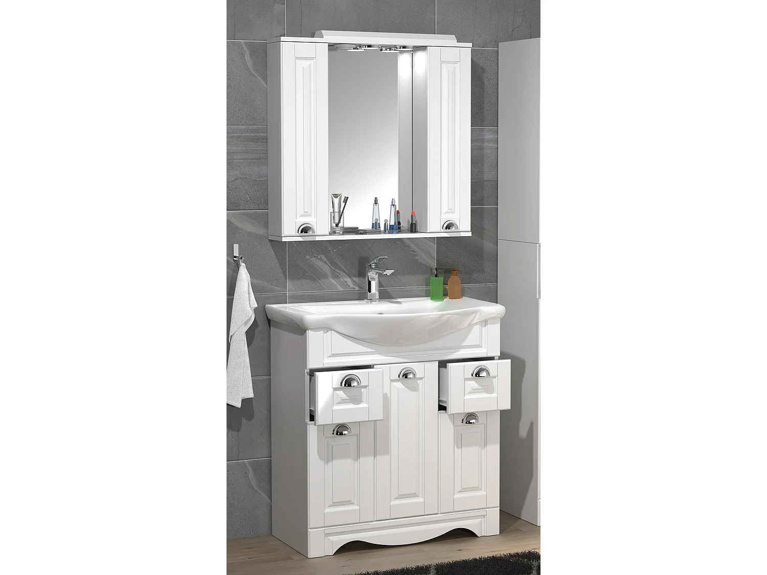 Bathroom furniture washbasin Casalo White H. 152 x W. 75 x D. 45 cm