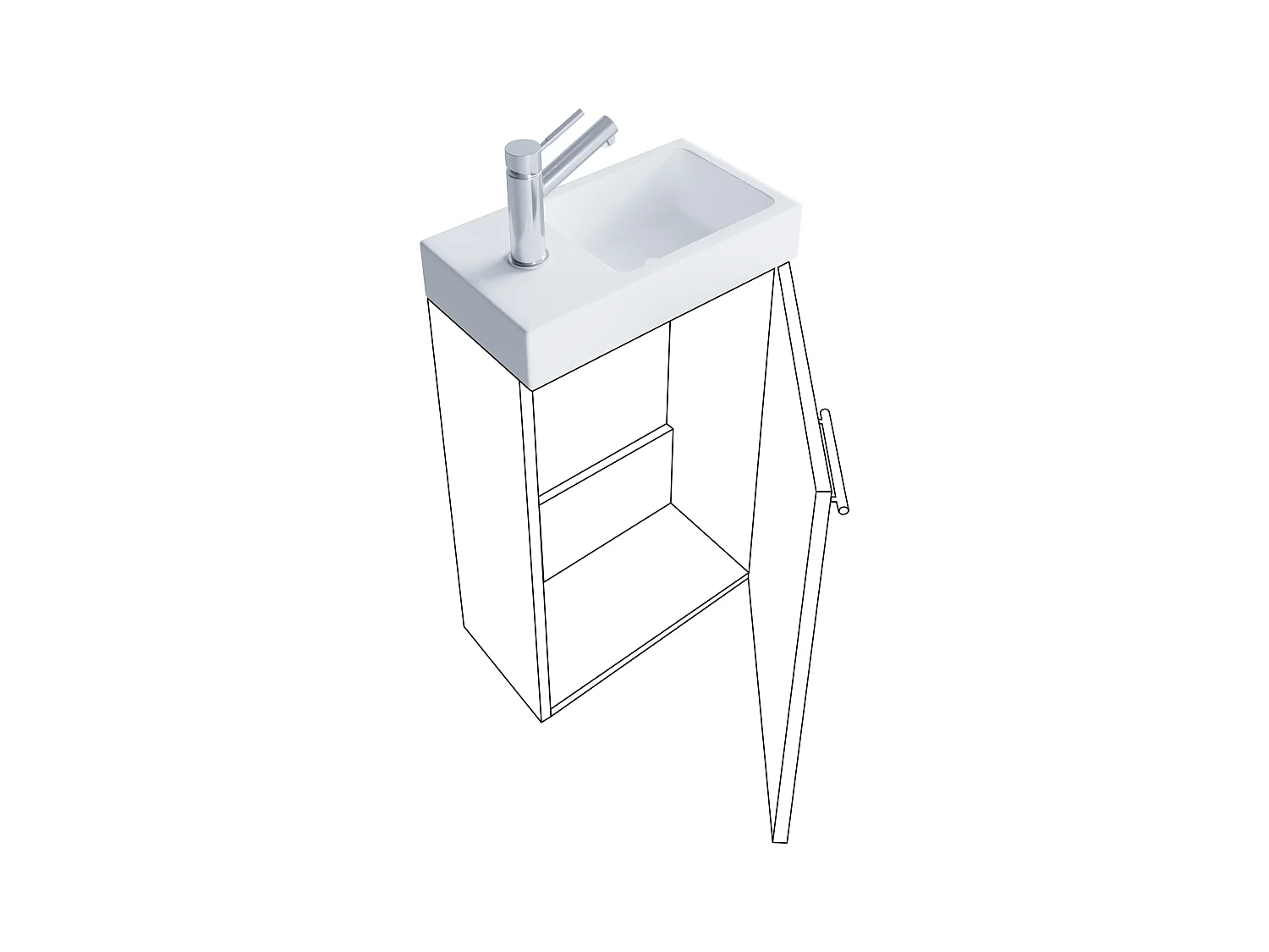 Bathroom furniture washbasin Slito White H. 60 x W. 41 x D. 22 cm