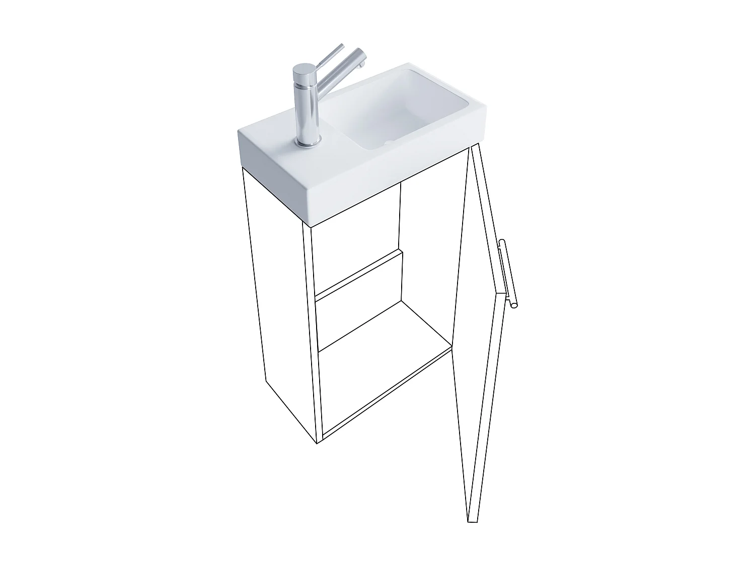 Bathroom furniture washbasin Slito White H. 60 x W. 41 x D. 22 cm