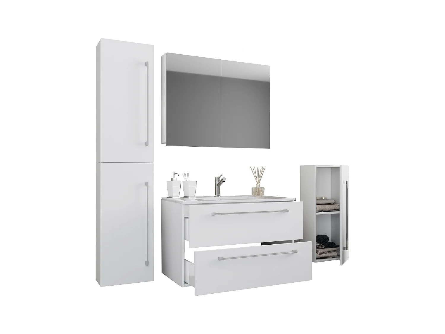 5-tlg. Waschplatz Waschtisch Badinos Schublade SC