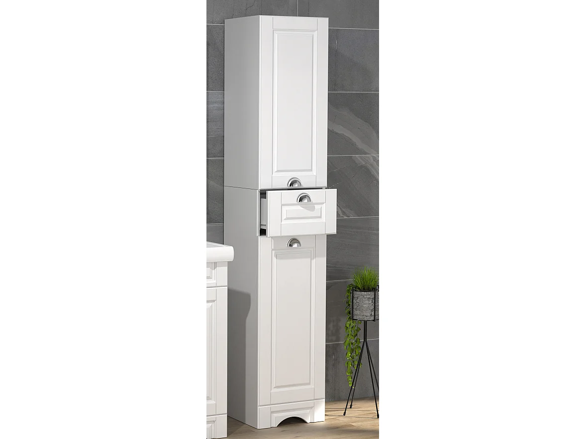 Bathroom furniture high cabinet Casalo White H. 180 x W. 35 x D. 32 cm
