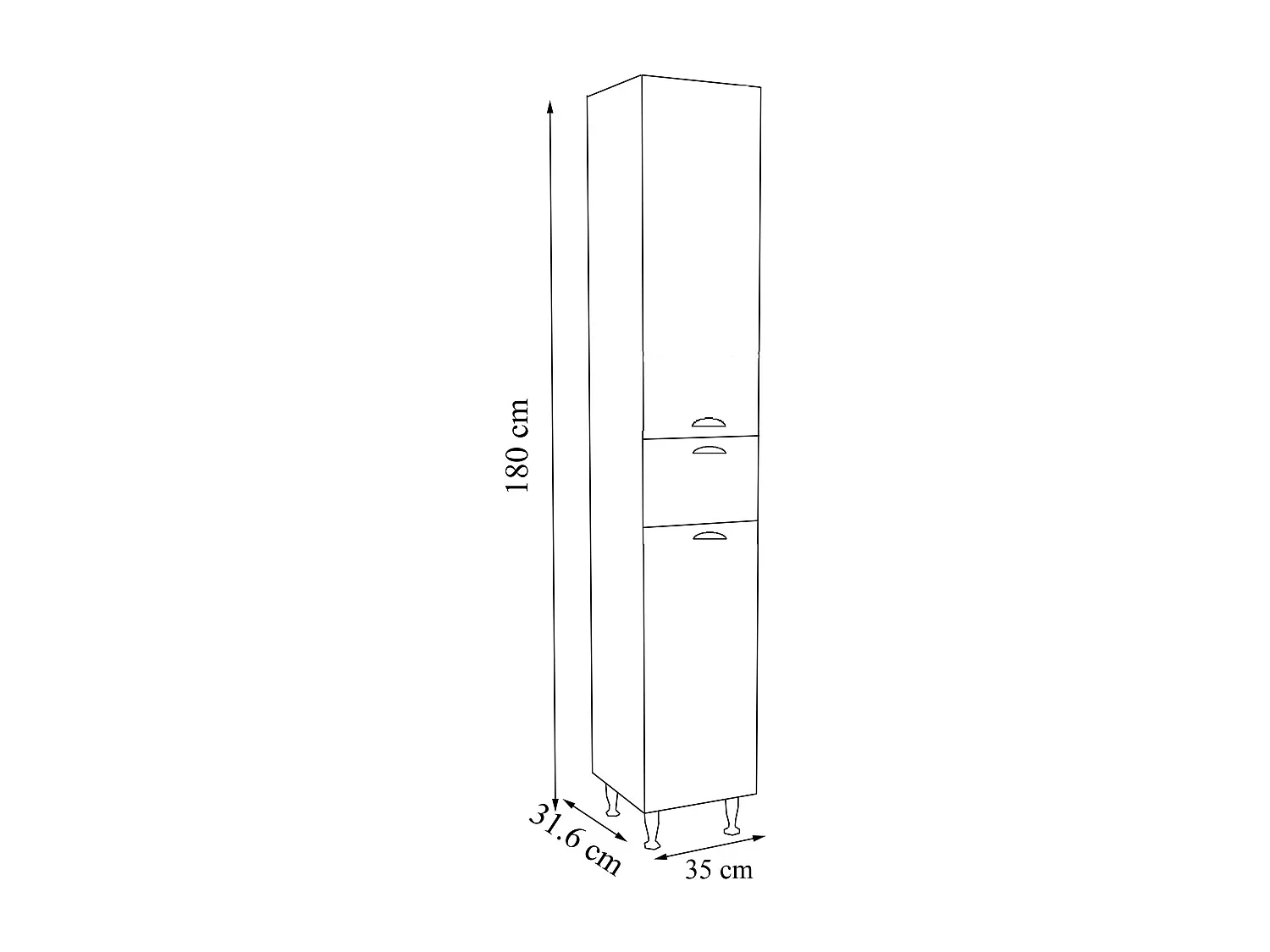 Bathroom furniture high cabinet Casalo White H. 180 x W. 35 x D. 32 cm