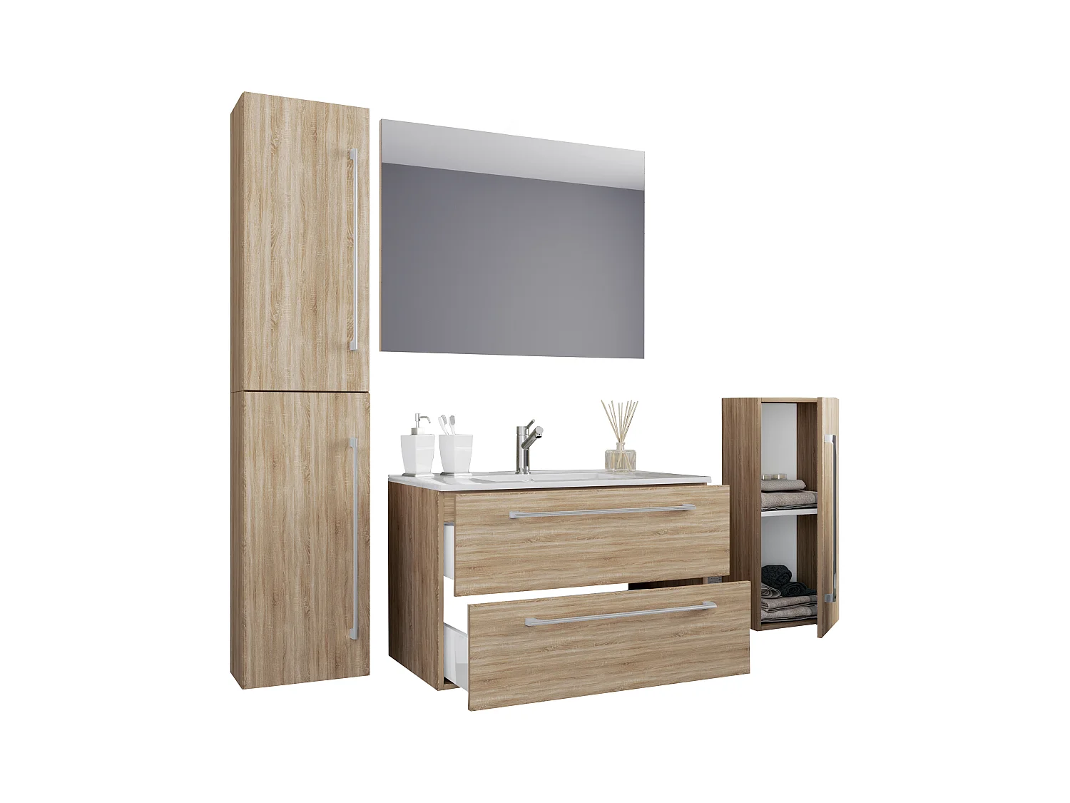 5-tlg. Waschplatz Waschtisch Badinos Schublade SP