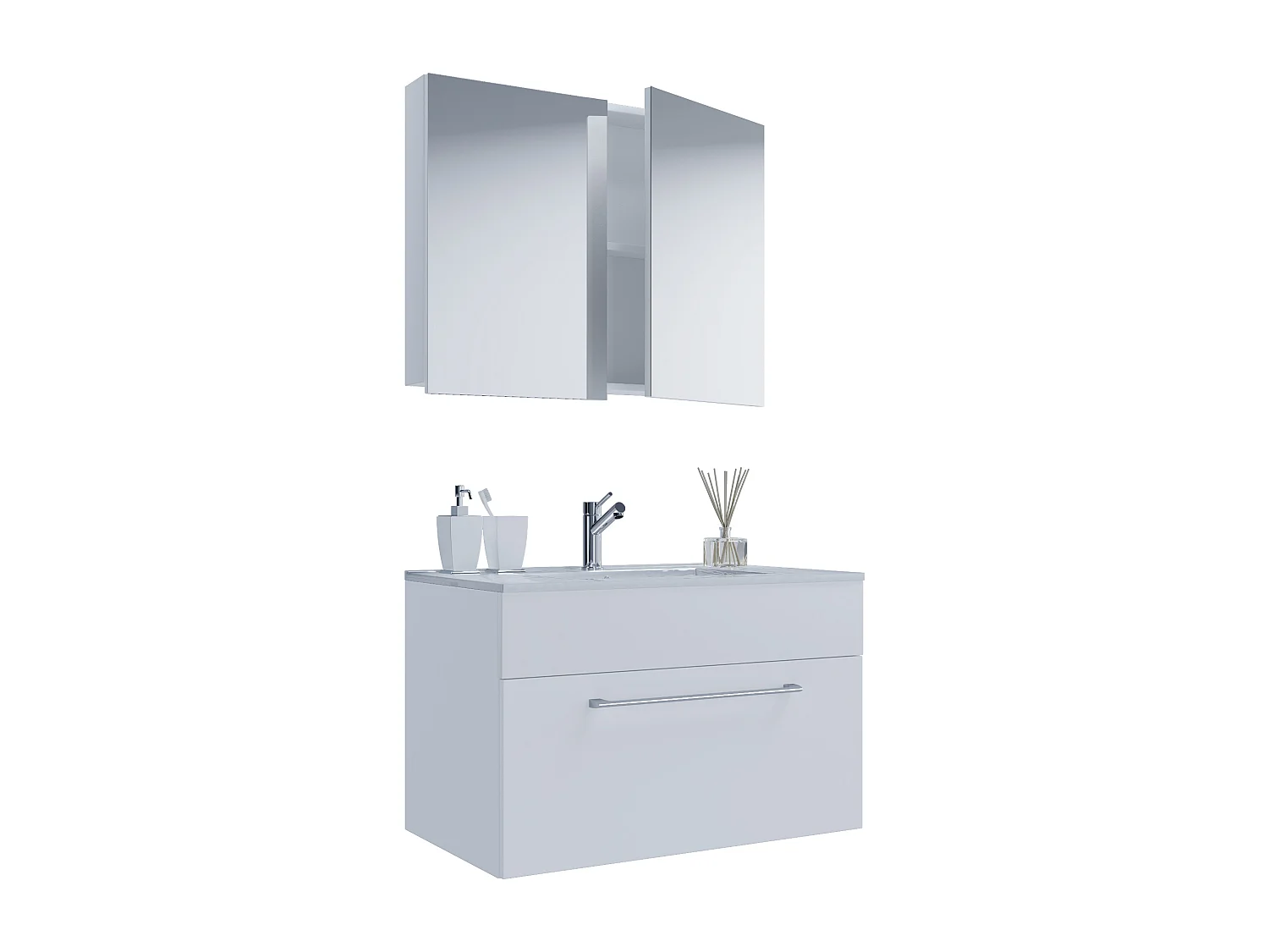 Bathroom furniture washbasin Badinos White H. 109 x W. 80 x D. 46 cm