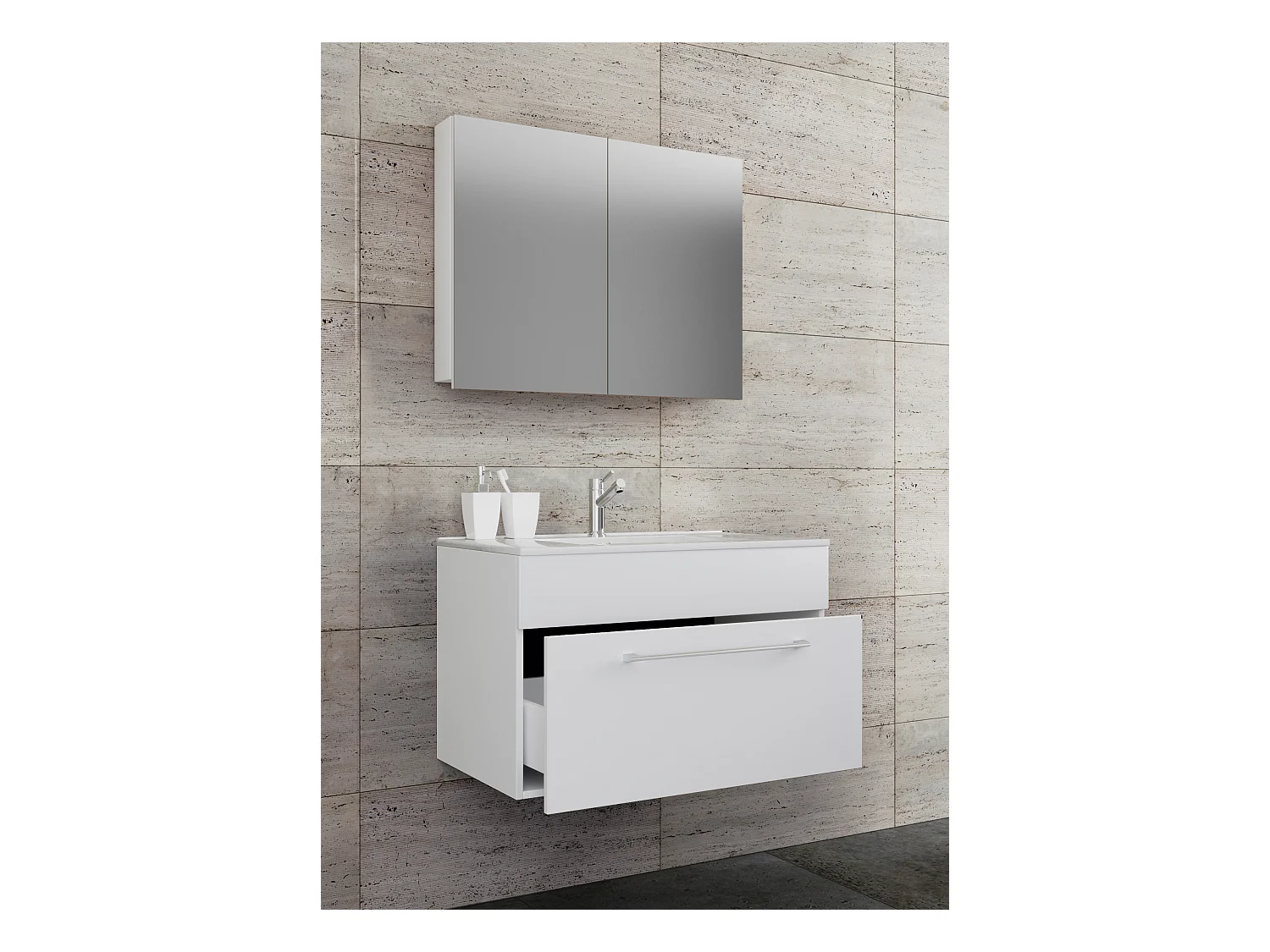 Bathroom furniture washbasin Badinos White H. 109 x W. 80 x D. 46 cm