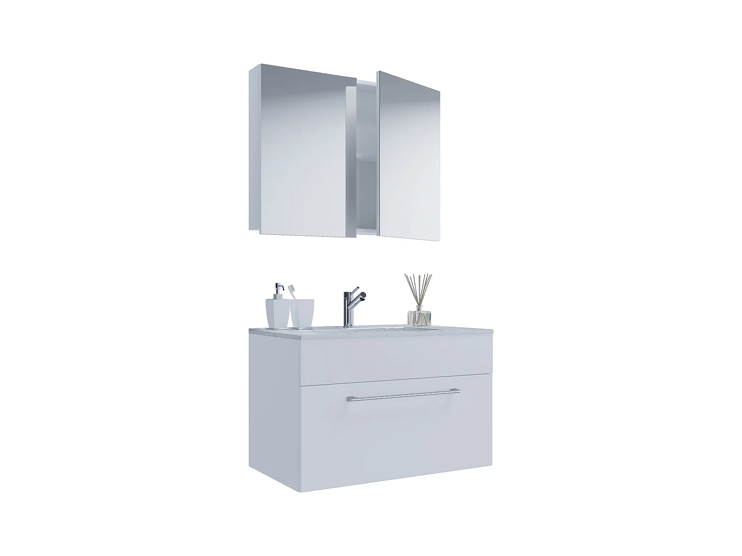 Lavabo de muebles de baño Badinos Negro AL. 50 x AN. 80 x P. 46 cm