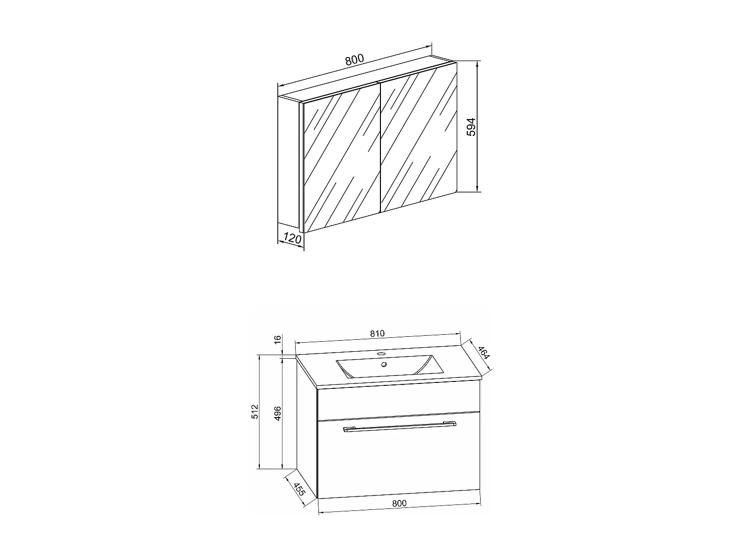 Bathroom furniture washbasin Badinos White H. 109 x W. 80 x D. 46 cm