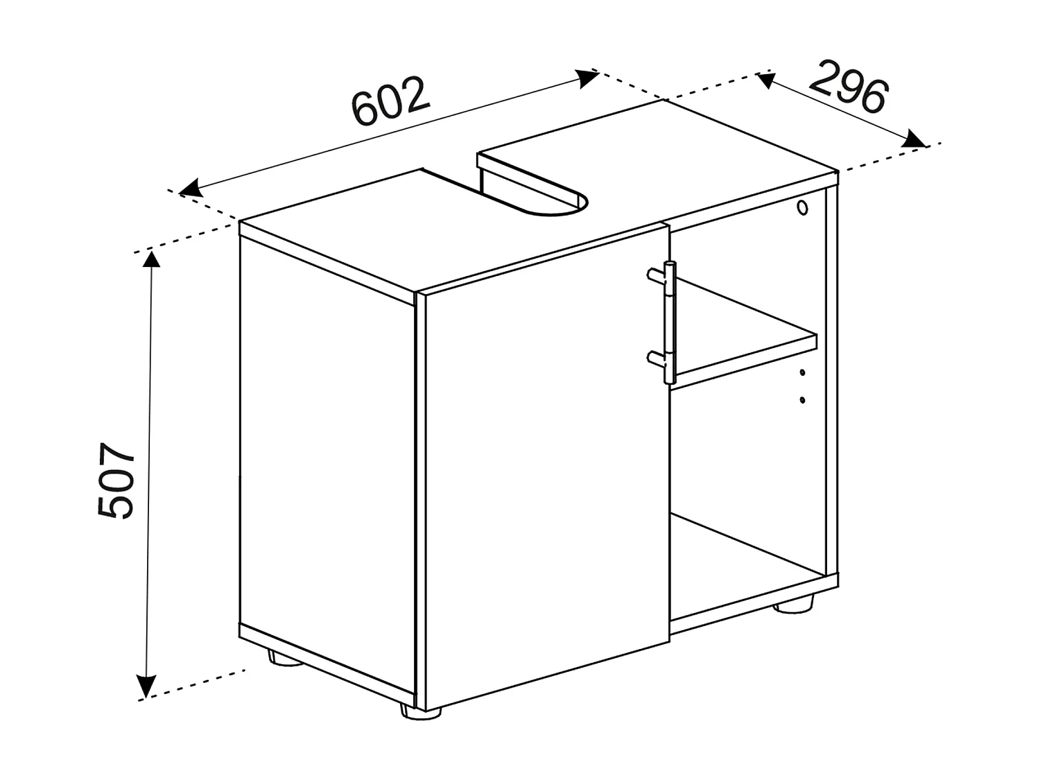Mobiliário de banheiro armário de lavatório Flandu Branco/Preto A. 51 x L. 60 x P. 30 cm