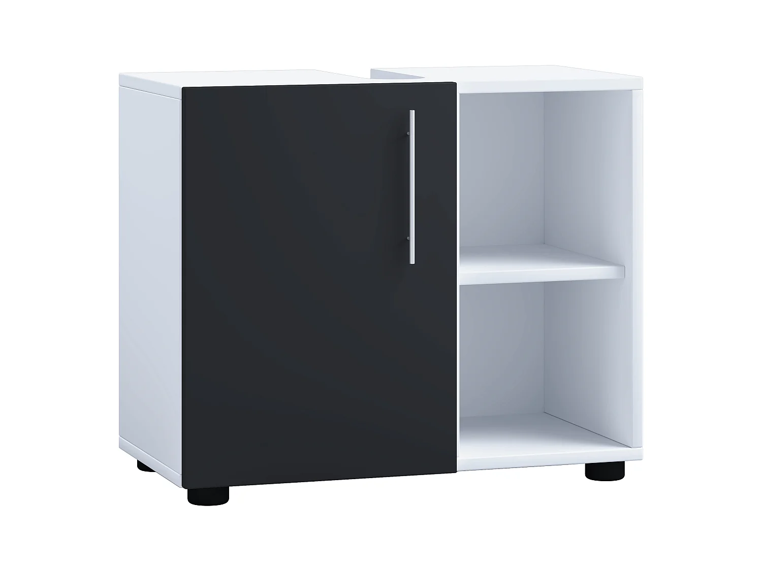Bathroom furniture washbasin cabinet Flandu White / Black H. 51 x W. 60 x D. 30 cm