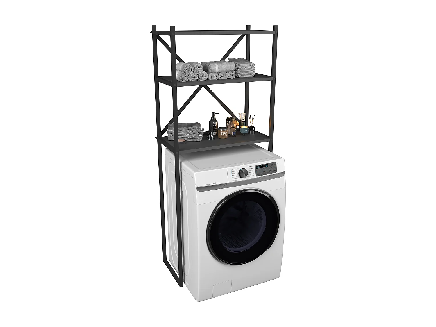 Bathroom furniture washing machine cabinet Insasi Black 0
