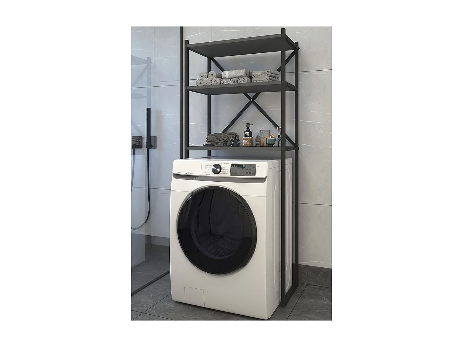 Bathroom furniture washing machine cabinet Insasi Black 0