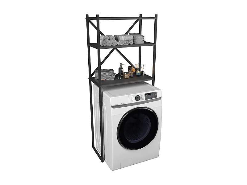 Bathroom furniture washing machine cabinet Insasi Black 0