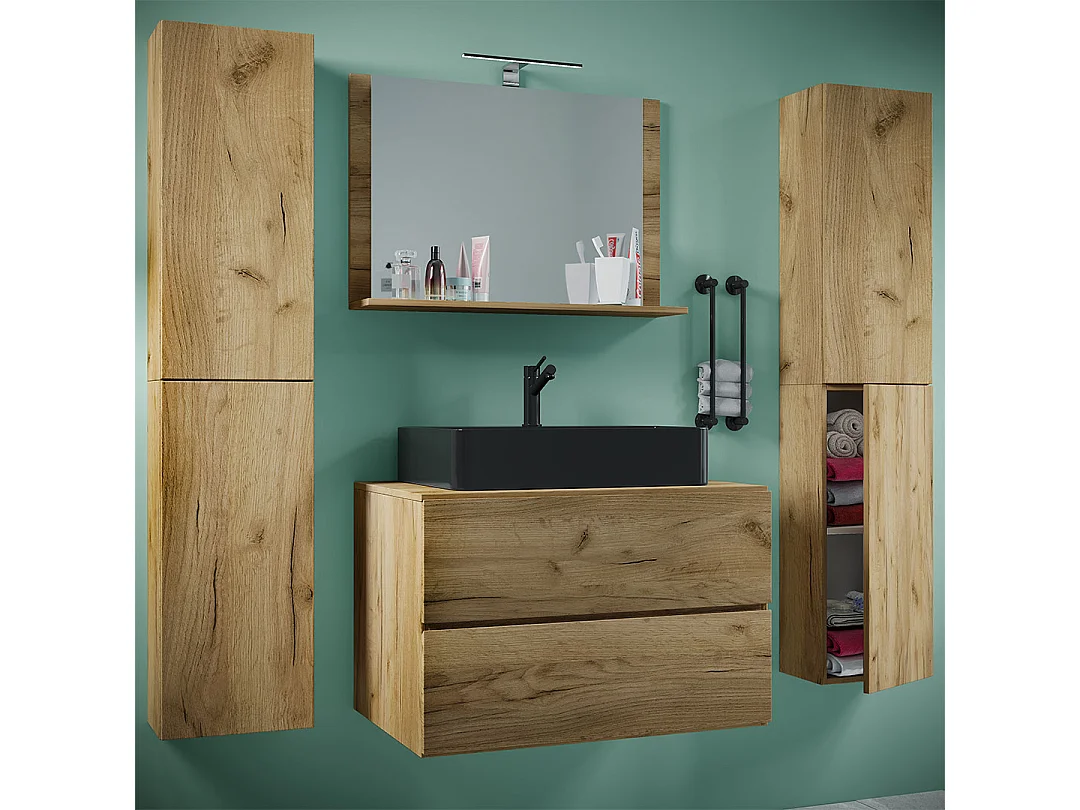 Bathroom furniture washbasin Lendas Honey oak H. 150 x W. 147 x D. 52 cm