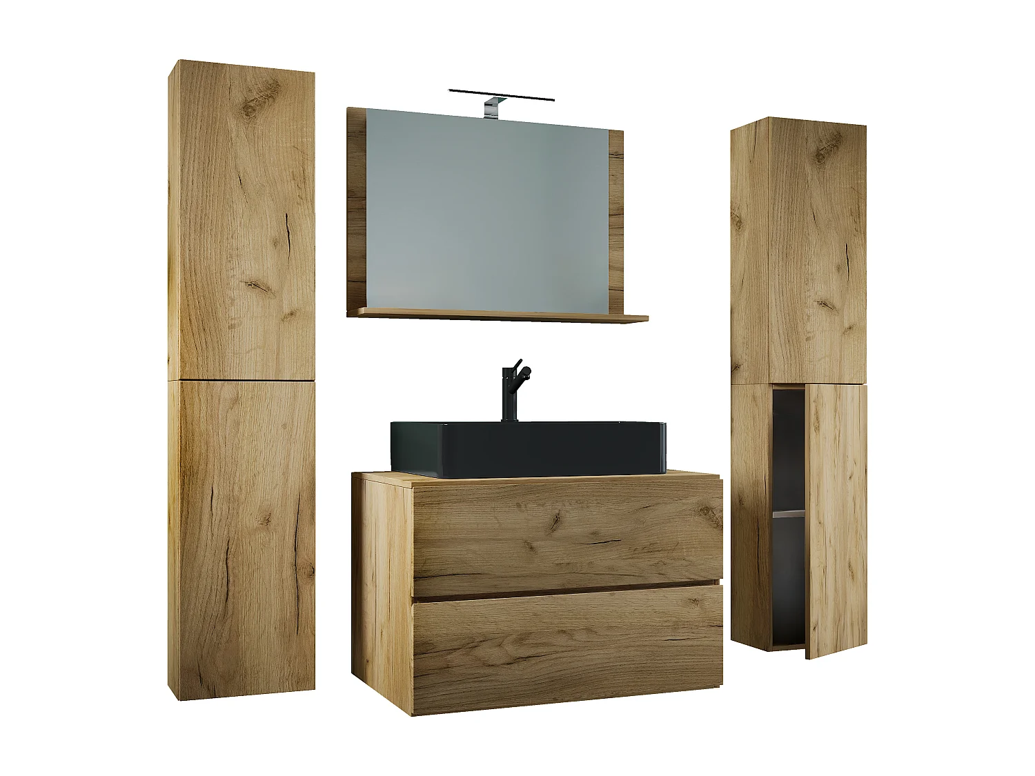 Bathroom furniture washbasin Lendas Honey oak H. 150 x W. 147 x D. 52 cm