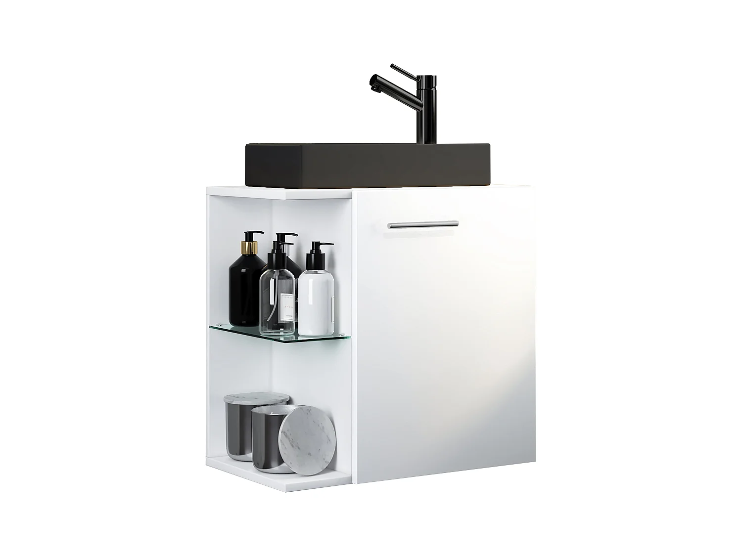2-tlg Waschtisch Hausa Toilette schmal Schwarz