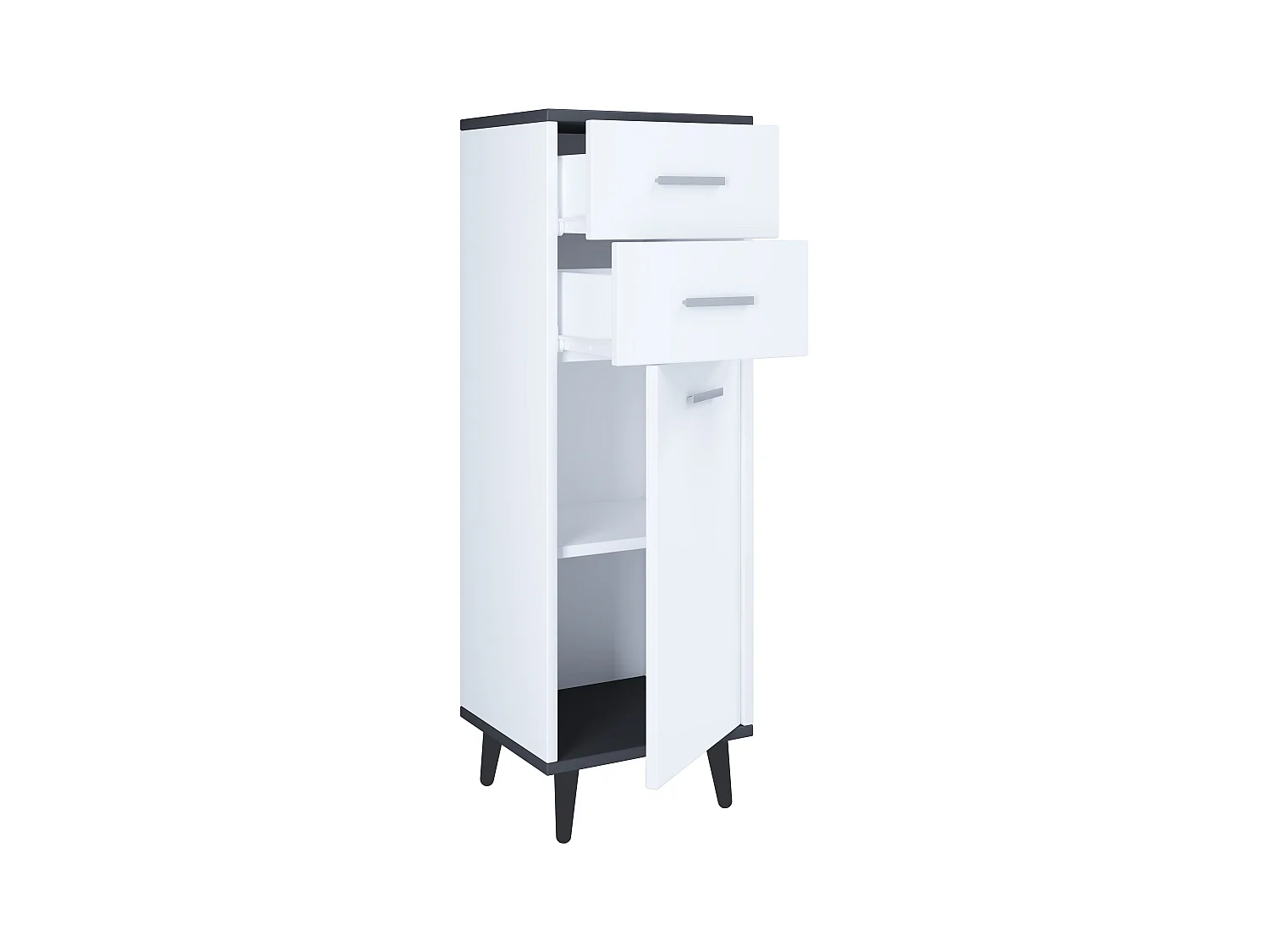 Bathroom furniture Midischrank Landos White / Anthracite H. 97 x W. 32 x D. 28 cm