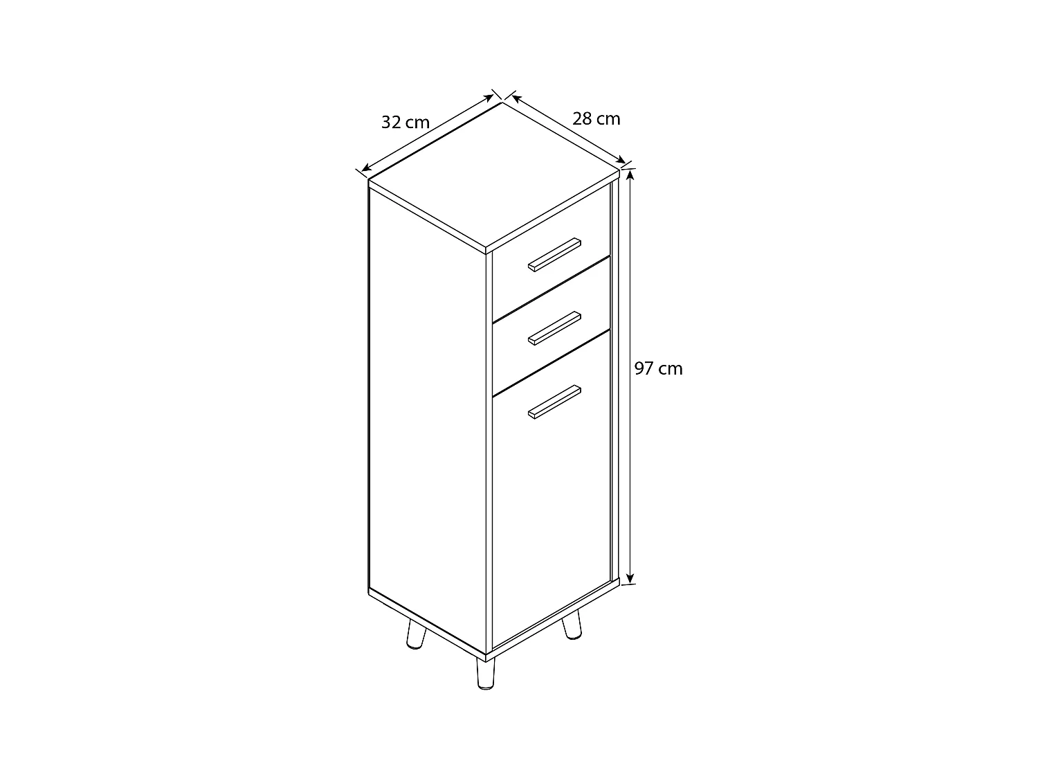 Bathroom furniture Midischrank Landos White / Anthracite H. 97 x W. 32 x D. 28 cm