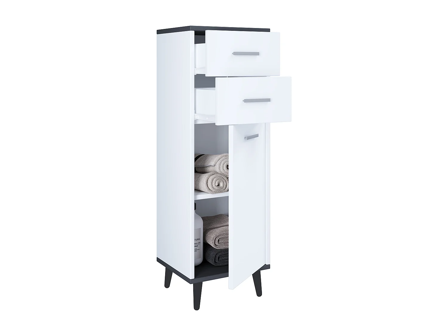 Bathroom furniture Midischrank Landos White / Anthracite H. 97 x W. 32 x D. 28 cm