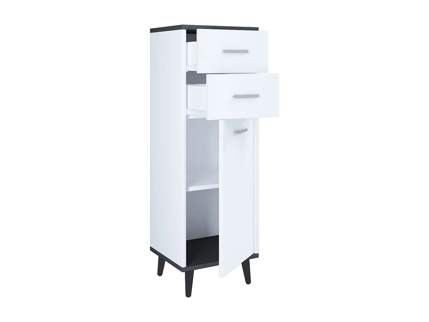 Bathroom furniture Midischrank Landos White / Anthracite H. 97 x W. 32 x D. 28 cm