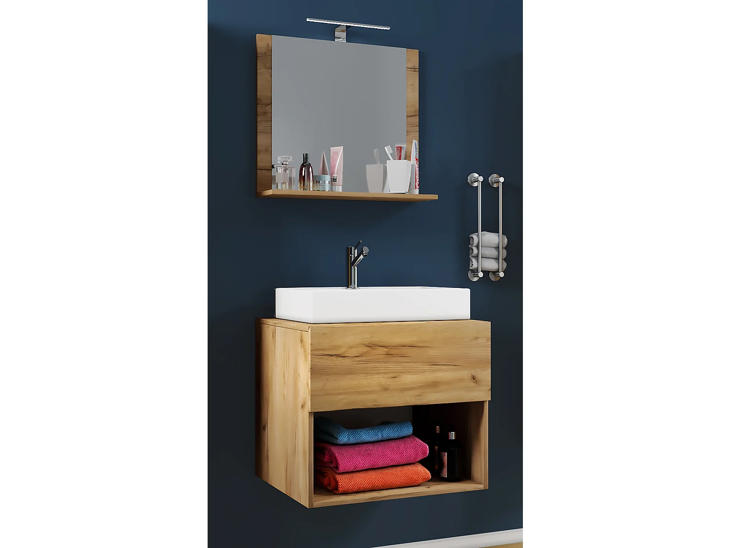 Bathroom furniture washbasin Lendas Honey oak H. 107 x W. 60 x D. 52 cm