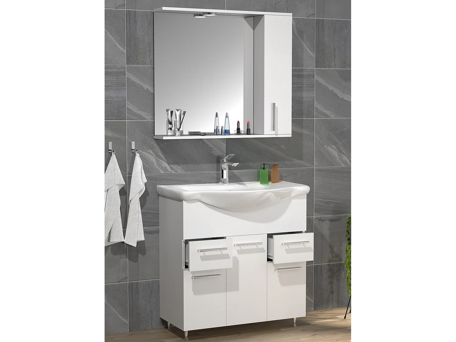 Bathroom furniture washbasin Lisalo White H. 152 x W. 75 x D. 45 cm