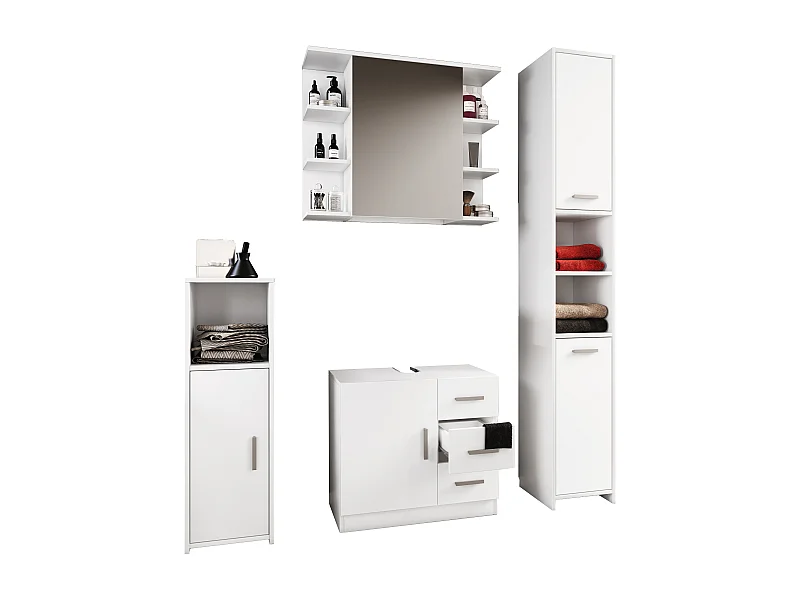 Bathroom furniture sets Zalo White H. 180 x W. 140 x D. 30 cm