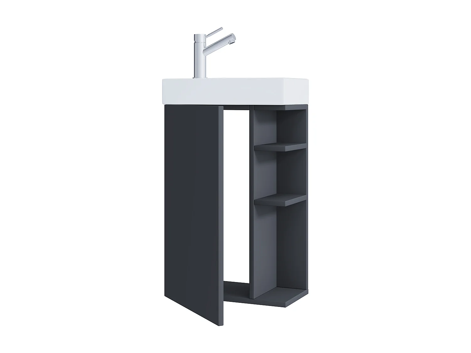 Conjunto VCM de 2 peças | Lavandaria para hóspedes WC | Banheiro | Lavatório | Móveis de casa de banho Conjunto de casas de banho – Lumia (anthracite)