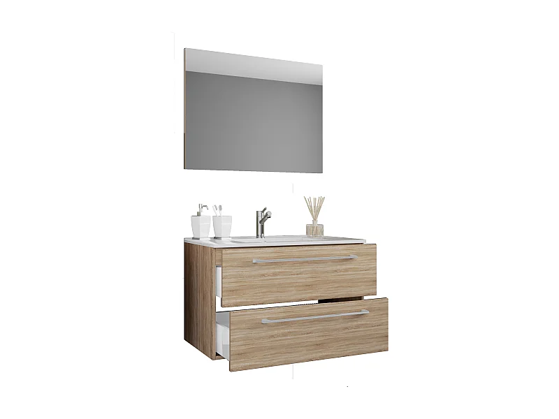 Bathroom furniture washbasin Badinos Sonoma Oak H. 92 x W. 80 x D. 46 cm